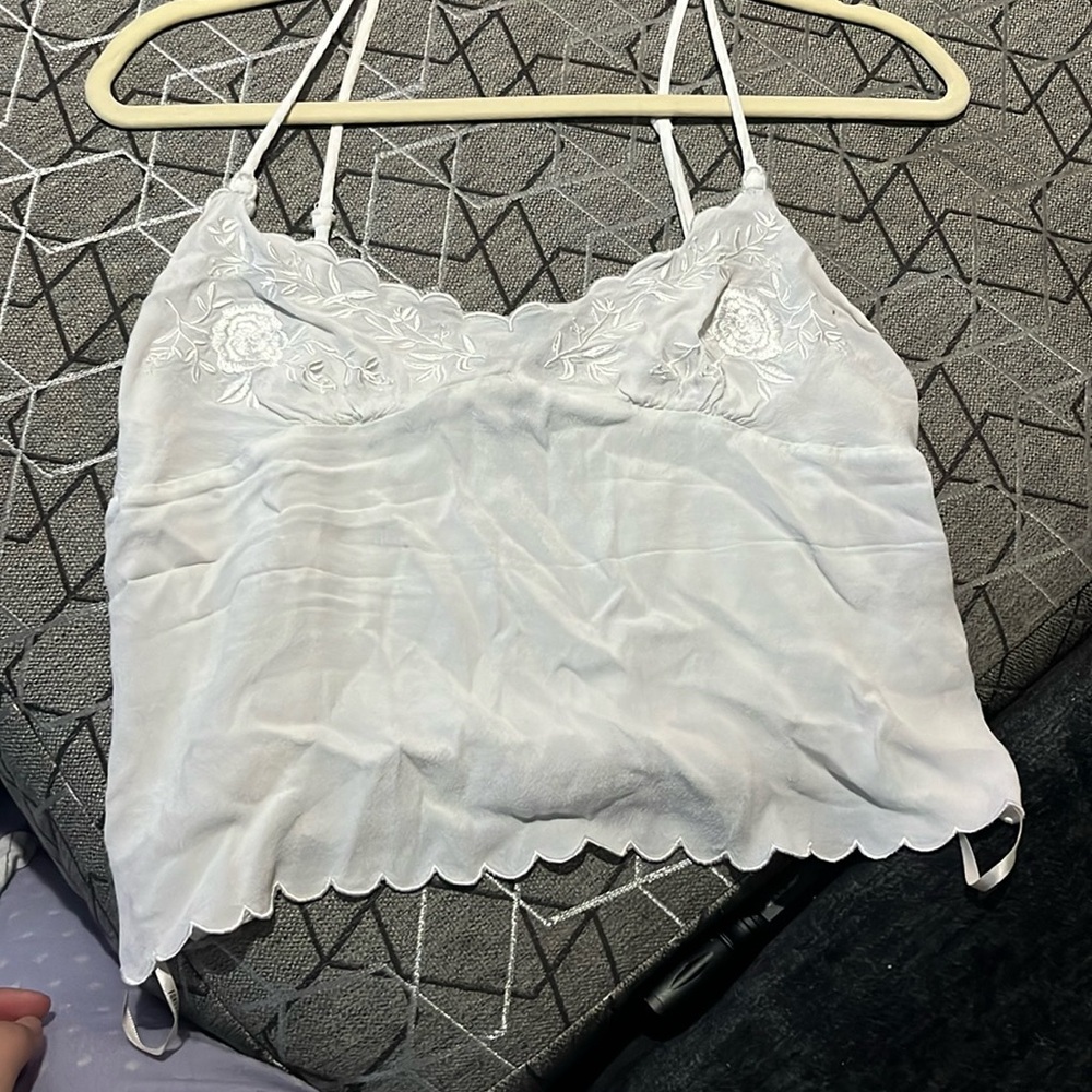 White embroidered tank